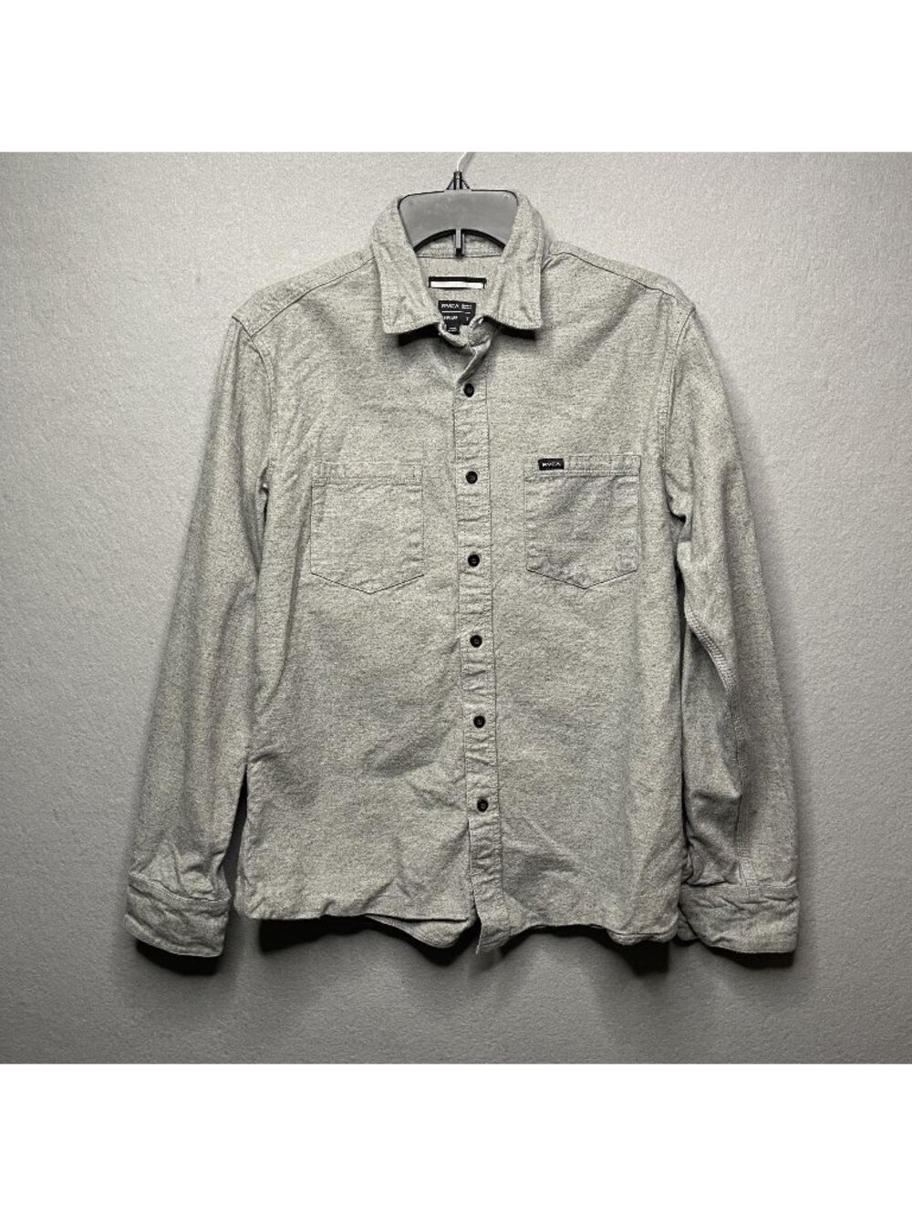 RVCA Thatll Do Stretch Woven Long Sleeve Shirt Heather Gray S